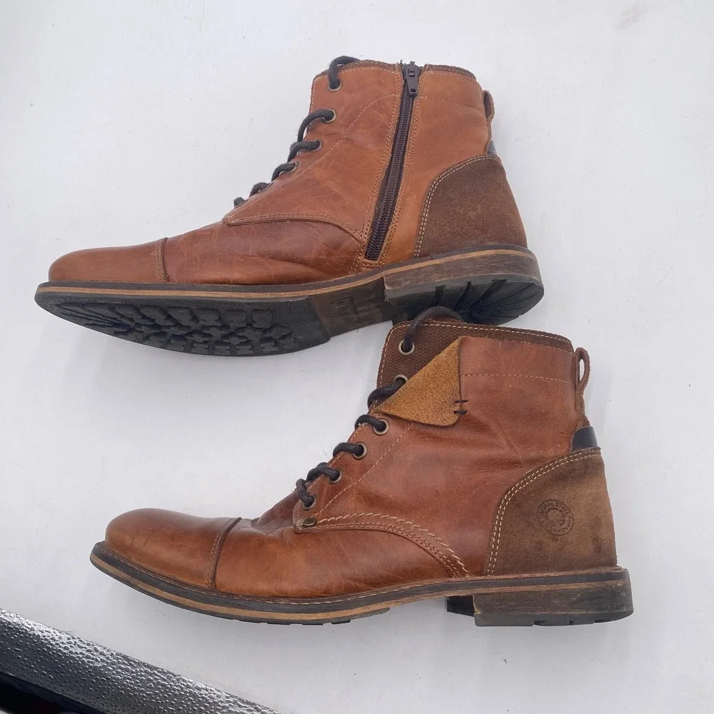 Original Style Kelden Boots Mens 8 Brown Leather Hand Crafted Side Zip Cap Toe